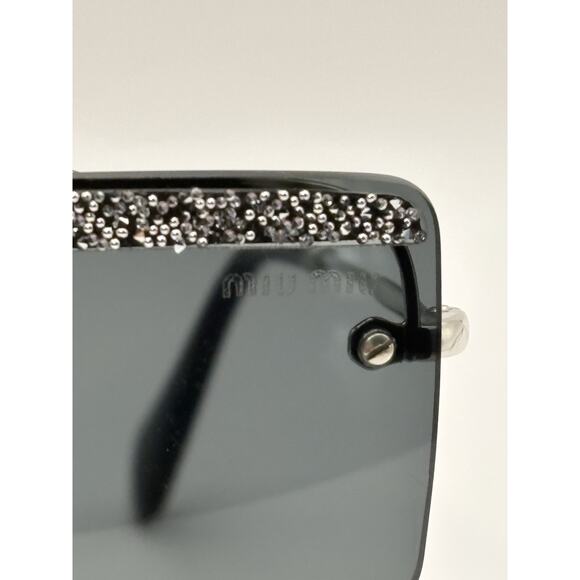 Miu Miu SMU69T Rhinestone Shield Sunglasses Silver Gray 58-18-140 main image 7
